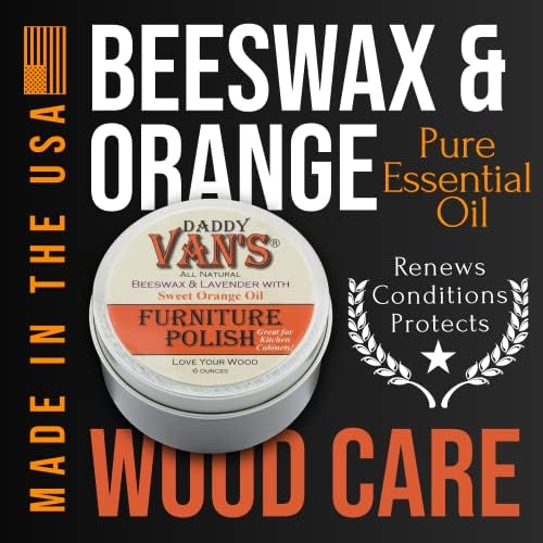 Pulidor de Muebles Daddy Van's con Cera de Abeja – Pulidor Natural para Madera con Aceite de Lavanda y Naranja Dulce – No Tóxico y Ecológico – 6 oz - imagen 2