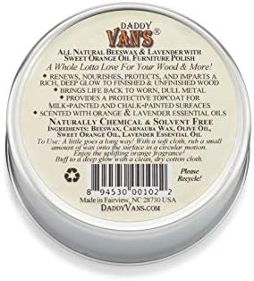 Pulidor de Muebles Daddy Van's con Cera de Abeja – Pulidor Natural para Madera con Aceite de Lavanda y Naranja Dulce – No Tóxico y Ecológico – 6 oz - imagen 6