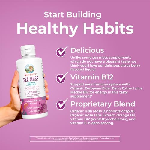 Suplemento Vegano MARYRUTH'S Organics de Musgo Marino + Inmunidad y Energía Liposomal | Musgo Marino Irlandés | Vitamina B12 | Vitamina E | Saúco | - imagen 6
