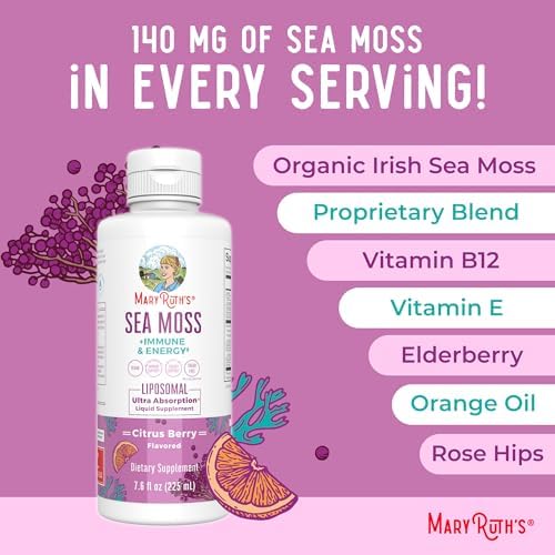 Suplemento Vegano MARYRUTH'S Organics de Musgo Marino + Inmunidad y Energía Liposomal | Musgo Marino Irlandés | Vitamina B12 | Vitamina E | Saúco | - imagen 8