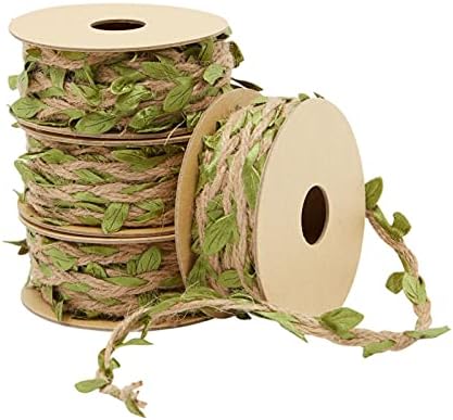 Cinta de Yute con Diseño de Hoja Juvale - Decoración de Fiesta Jungle, Safari y Fairy, Vides para Manualidades (4 Rollos, 20 M Totales) - imagen 1