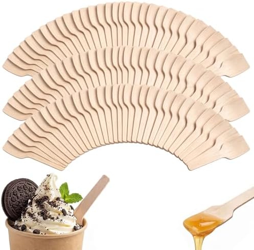 Cucharas de Madera Bekith 400 Pcs, Mini Cucharas Desechables de 2-3/4 para Helados, Manualidades y Muestras de Exfoliantes Orgánicos - imagen 1