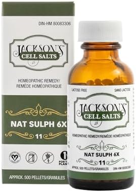 Sal de Tejido Schuessler Natrum Sulphuricum 6X de Jackson's #11 - 500 Pellets, Certificado Vegano y Libre de Lactosa - imagen 1