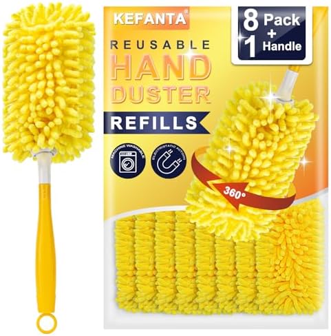 Recarga Reutilizable KeFanta para Swiffer, 8 Piezas de Plumones Microfibra Lavables 360° con 1 Mango, Recargas Pesadas para Limpieza - imagen 1