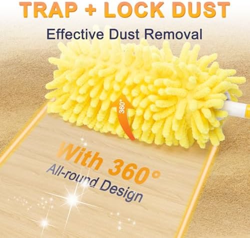 Recarga Reutilizable KeFanta para Swiffer, 8 Piezas de Plumones Microfibra Lavables 360° con 1 Mango, Recargas Pesadas para Limpieza - imagen 2