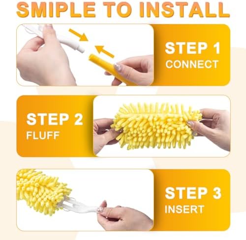 Recarga Reutilizable KeFanta para Swiffer, 8 Piezas de Plumones Microfibra Lavables 360° con 1 Mango, Recargas Pesadas para Limpieza - imagen 5
