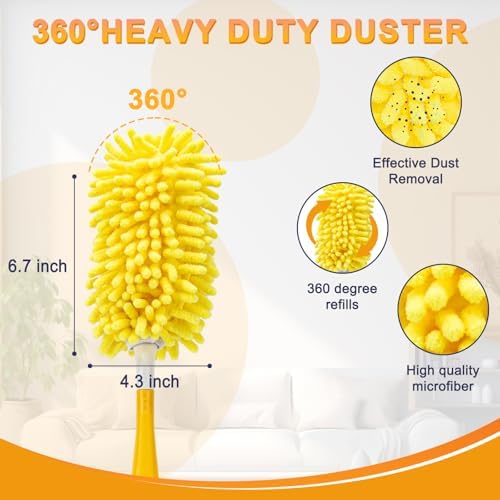 Recarga Reutilizable KeFanta para Swiffer, 8 Piezas de Plumones Microfibra Lavables 360° con 1 Mango, Recargas Pesadas para Limpieza - imagen 7