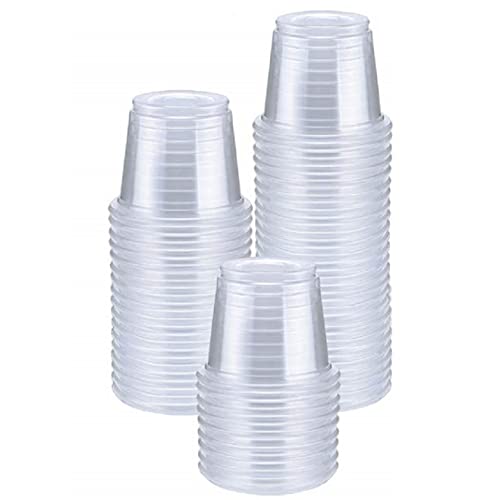 Vasos desechables de plástico TashiLiving [400 piezas - 1 oz] claros, pequeños, ideales para salsas, degustaciones y muestras - imagen 1