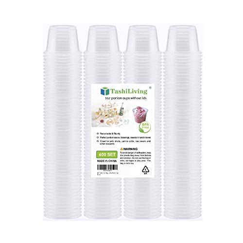 Vasos desechables de plástico TashiLiving [400 piezas - 1 oz] claros, pequeños, ideales para salsas, degustaciones y muestras - imagen 6