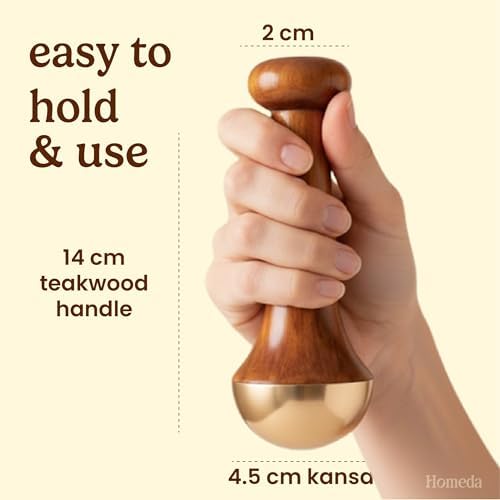 Homeda Kansa Wand - Masajeador de Pies Ayurveda - Herramienta de Cuidado de la Piel India - Regalos Ayurveda (Tazón Único) - imagen 2