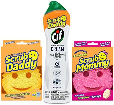 Kit de Limpieza Scrub Daddy y Scrub Mommy + Limpiador Multiusos Cif Original - Esponjas Antirayaduras para Cocina y Baño - imagen 1