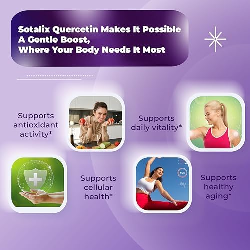 Suplemento Premium SOTALIX Quercetina 98% Alta Pureza con Bromelina, Zinc, Vitamina D3 2000 IU, Saúco - Soporte Inmunológico y Cardiovascular - 180 - imagen 3