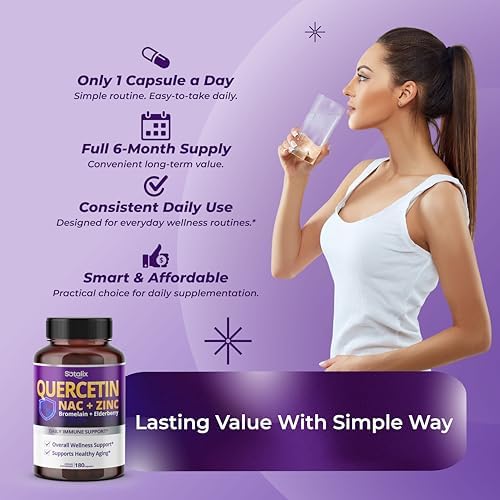 Suplemento Premium SOTALIX Quercetina 98% Alta Pureza con Bromelina, Zinc, Vitamina D3 2000 IU, Saúco - Soporte Inmunológico y Cardiovascular - 180 - imagen 6
