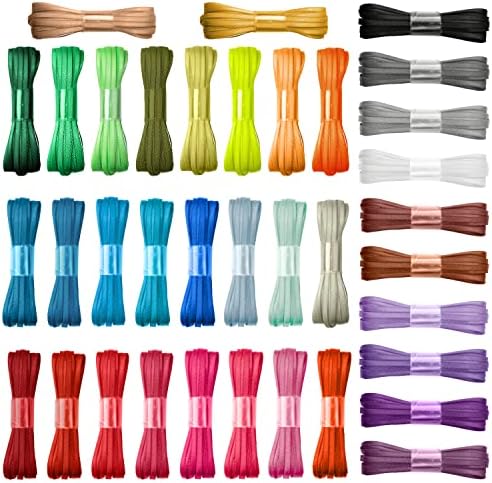 Cinta de Satén Fina de 1/8 Pulgadas en Colores Asortidos - Paquete de 36 Ribbons de Tela para Manualidades, 198 Yards, Doble Cara, Ideal para - imagen 1