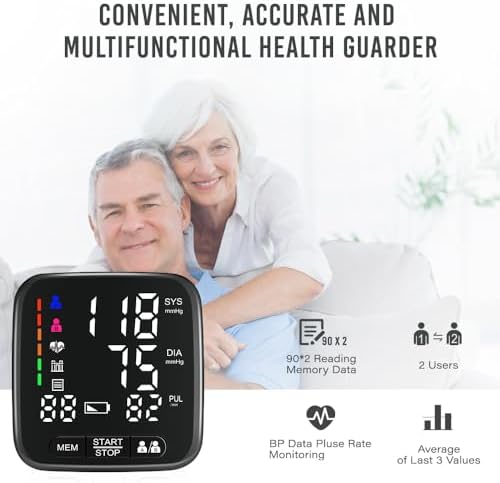 Monitor de Presión Arterial de Muñeca Tovendor, Automático con Estuche Portátil, 2 Pilas AAA y Memoria para 2 Usuarios, 90 Lecturas cada uno - imagen 5