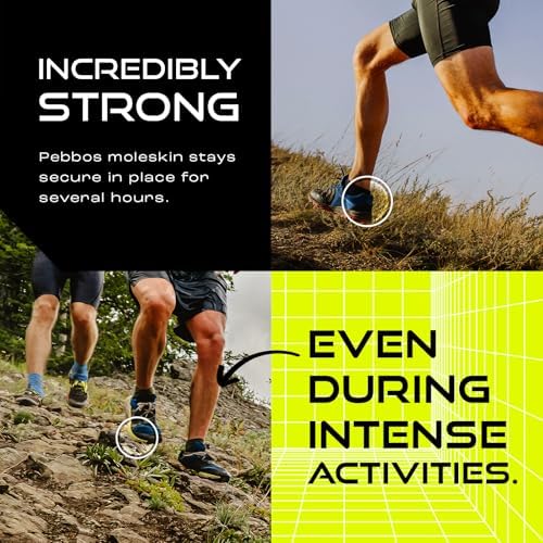 Cinta Moleskin Pebbos – 1 pulg x 16 pies – Cinta acolchada anti-fricción | Resistente al agua y hipoalergénica | Cinta atlética delgada para correr, - imagen 5