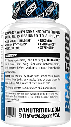 Suplemento de Aminoácidos BCAA para Hombres - EVL 2:1:1 5g Cápsulas BCAA para Recuperación Post Entrenamiento y Aumento de Masa Muscular - 30 - imagen 4
