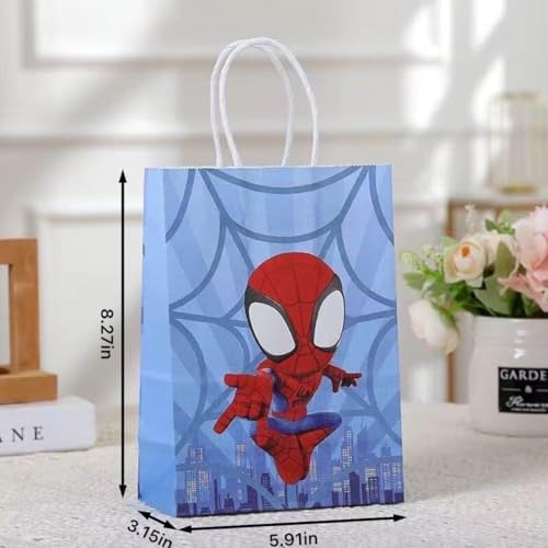 12 Bolsas de Regalo Temáticas de Spiderman - 12 Piezas de Papel Kraft con Asas, Perfectas para Dulces y Snacks en Fiestas y Cumpleaños - imagen 3