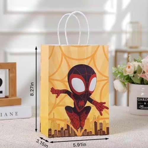 12 Bolsas de Regalo Temáticas de Spiderman - 12 Piezas de Papel Kraft con Asas, Perfectas para Dulces y Snacks en Fiestas y Cumpleaños - imagen 4