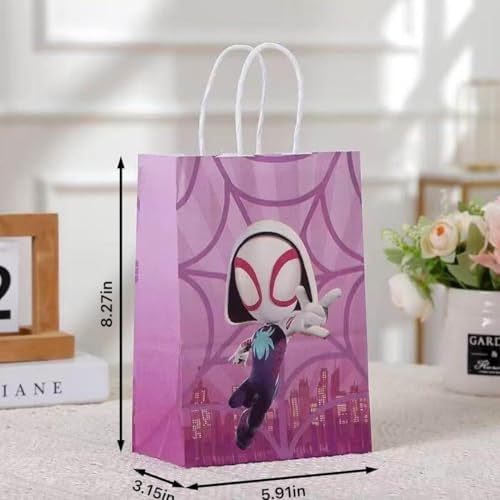 12 Bolsas de Regalo Temáticas de Spiderman - 12 Piezas de Papel Kraft con Asas, Perfectas para Dulces y Snacks en Fiestas y Cumpleaños - imagen 5