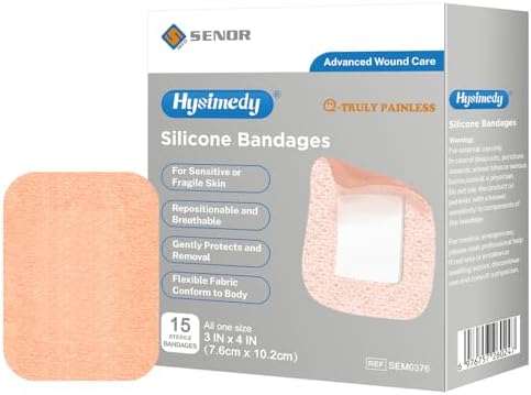 Tiras de Silicón Hysimedy para Piel Sensible y Frágil 3x4 15 Piezas, Vendajes Flexibles, Sin Látex, Hipoalergénicos y Transpirables, Fácil Remoción - imagen 1