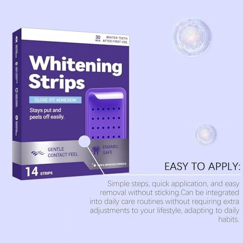 Tiras Blanqueadoras de Dientes Moradas, Suaves y Diarias para Reducir Manchas y Brillo Natural, Portátiles para Uso en Casa o Viaje, 14 Tiras - imagen 5