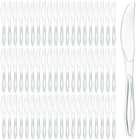 Cuchillos de Plástico Prestee 100 Piezas - Cuchillos Desechables Elegantes y Resistentes para Fiestas, Catering y Eventos - imagen 1