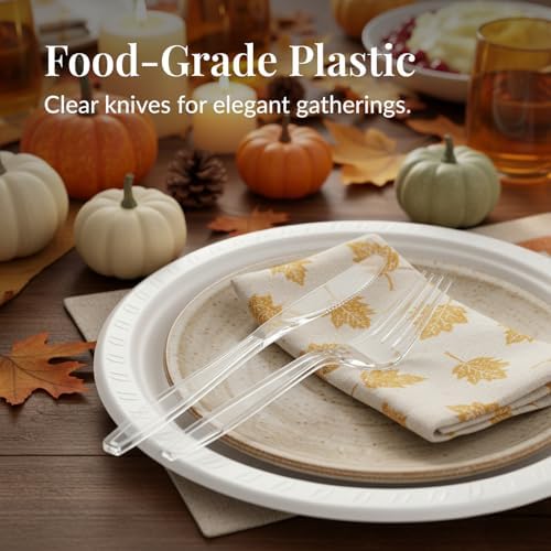Cuchillos de Plástico Prestee 100 Piezas - Cuchillos Desechables Elegantes y Resistentes para Fiestas, Catering y Eventos - imagen 2