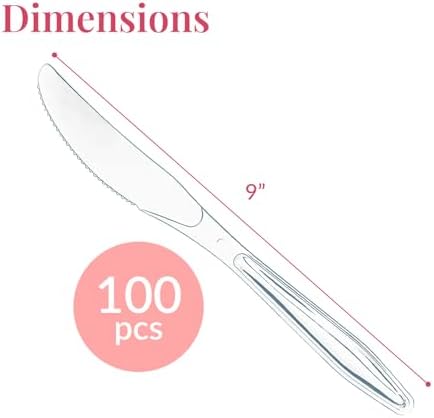 Cuchillos de Plástico Prestee 100 Piezas - Cuchillos Desechables Elegantes y Resistentes para Fiestas, Catering y Eventos - imagen 3