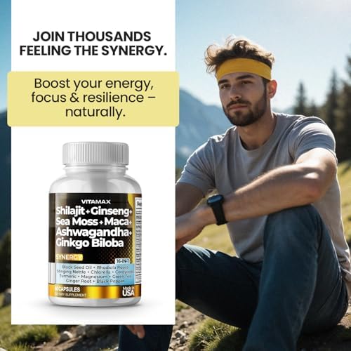 Suplemento Vitamax Pure Shilajit del Himalaya con Ashwagandha, Musgo Marino, Rhodiola Rosea y Ginkgo Biloba - Cápsulas de Ácido Fúlvico y Minerales - imagen 4