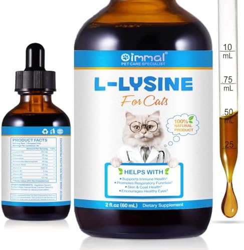 Suplemento de L-lisina para Gatos, Gotas Líquidas de L-Lisina para Apoyo Inmunológico, Respiración Felina, Estornudos, Nariz Moqueante, Sabor a Pollo - imagen 1