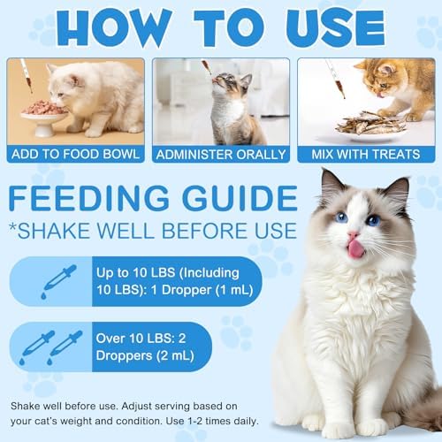 Suplemento de L-lisina para Gatos, Gotas Líquidas de L-Lisina para Apoyo Inmunológico, Respiración Felina, Estornudos, Nariz Moqueante, Sabor a Pollo - imagen 2
