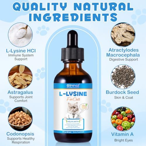Suplemento de L-lisina para Gatos, Gotas Líquidas de L-Lisina para Apoyo Inmunológico, Respiración Felina, Estornudos, Nariz Moqueante, Sabor a Pollo - imagen 3