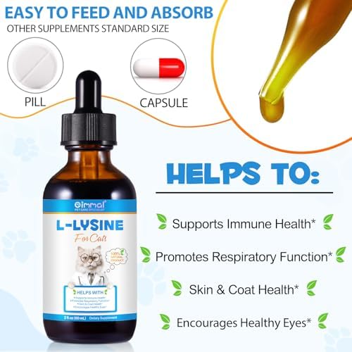 Suplemento de L-lisina para Gatos, Gotas Líquidas de L-Lisina para Apoyo Inmunológico, Respiración Felina, Estornudos, Nariz Moqueante, Sabor a Pollo - imagen 6