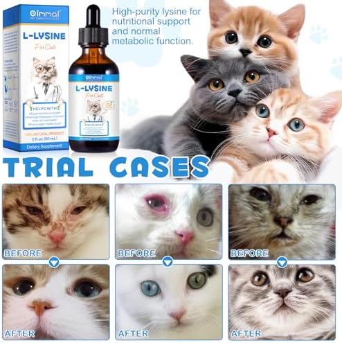 Suplemento de L-lisina para Gatos, Gotas Líquidas de L-Lisina para Apoyo Inmunológico, Respiración Felina, Estornudos, Nariz Moqueante, Sabor a Pollo - imagen 8