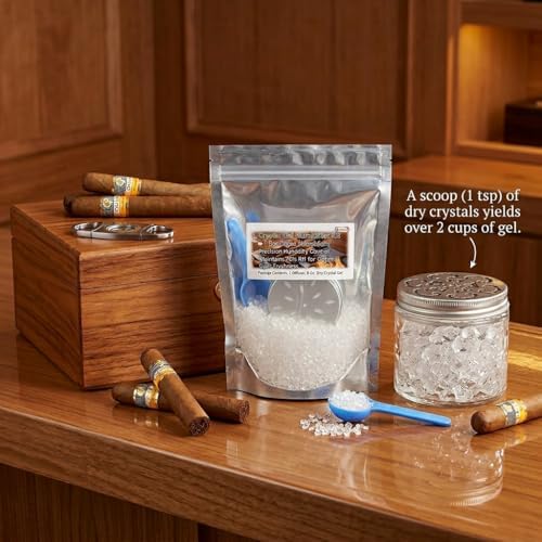 Cristales Humidificadores para Humidor de 8oz - Bolsa de Relleno de ½ LB de Perlas de Gel para Control Perfecto de Humedad al 70% - Reutilizables y - imagen 7