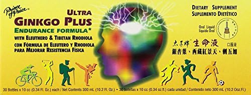 Prince Of Peace Ultra Ginkgo Plus, 30 Botellas de 10 ml Cada Una – Suplemento para el Cerebro – Apoyo para Estilos de Vida Activos – Ginkgo Biloba - imagen 1