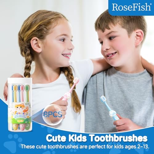 Cepillos de Dientes RoseFish para Niños - Paquete de 8, Extra Suaves, Manuales para Niños de 2 a 8 Años, ¡Haz que Tu Pequeño Ame Cepillarse! - imagen 6