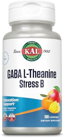 KAL GABA L-Theanine Caramelos para Estrés, Suplemento de Vitamina B Compleja, Relajación Saludable, Sabor Natural Mango Mandarina, Vegano, 100 - imagen 1