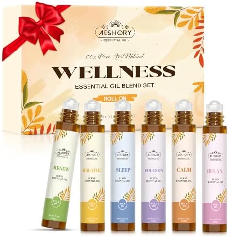 Set de Aceites Esenciales Roll-On, Regalos para Papá y Esposo (Calma, Relajación, Respirar, Enfocar, Dormir, Renovar), Kit de Aromaterapia Natural - imagen 1
