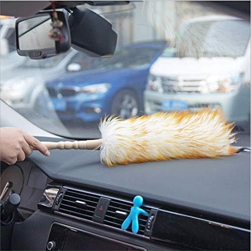 Duster de lana de cordero con mango de madera, correa de cuero, 18.9 pulgadas, plumero natural para limpiar ventiladores, persianas, pantallas y más - imagen 4