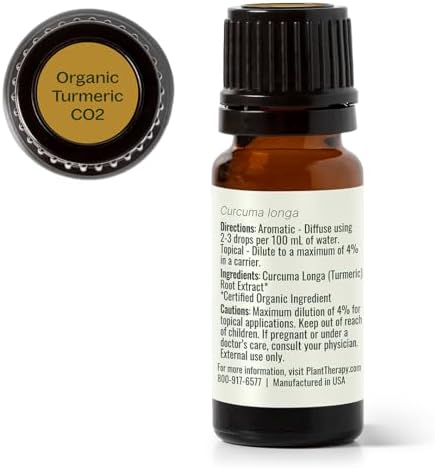 Aceite Esencial de Cúrcuma CO2 Orgánico Certificado USDA Plant Therapy 10 mL (1/3 oz) 100% Puro, Sin Diluir, Apoya la Digestión Saludable - imagen 7