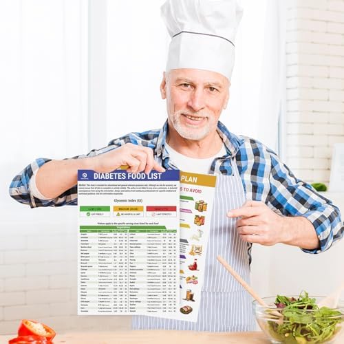 POCAZONE 2 Piezas de Lista de Alimentos para Diabetes y Planificador de Comidas Laminado, Guía de Dieta Saludable para Diabetes Tipo 1 y 2, Recetario - imagen 3