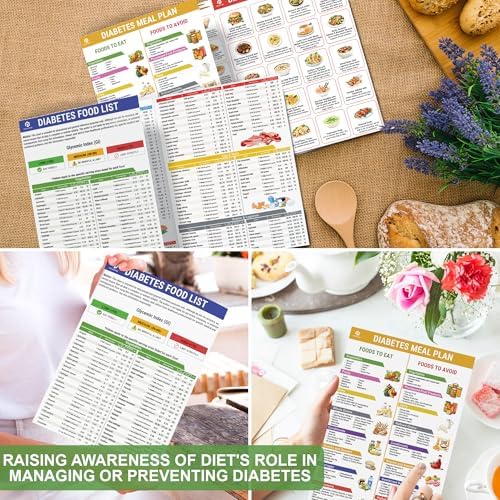 POCAZONE 2 Piezas de Lista de Alimentos para Diabetes y Planificador de Comidas Laminado, Guía de Dieta Saludable para Diabetes Tipo 1 y 2, Recetario - imagen 5