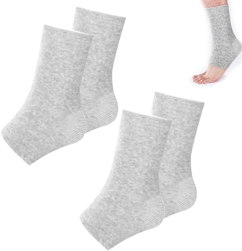 2 Pares de Mangas para Pies de Bambú Compresivas, Calcetas de Tobillo de Bambú para Calor y Protección contra Inflamaciones y Esguinces (Gris, Talla - imagen 1