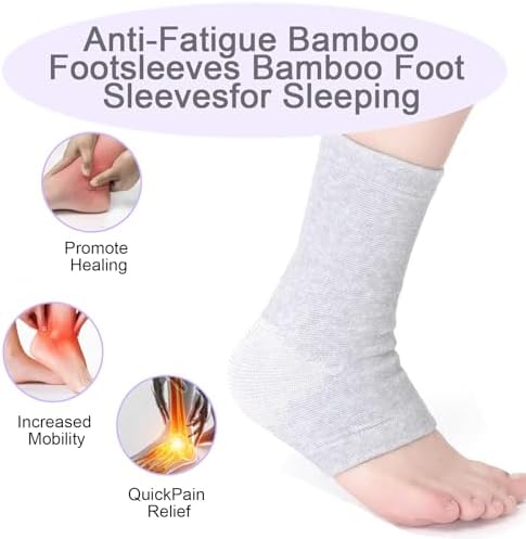 2 Pares de Mangas para Pies de Bambú Compresivas, Calcetas de Tobillo de Bambú para Calor y Protección contra Inflamaciones y Esguinces (Gris, Talla - imagen 5