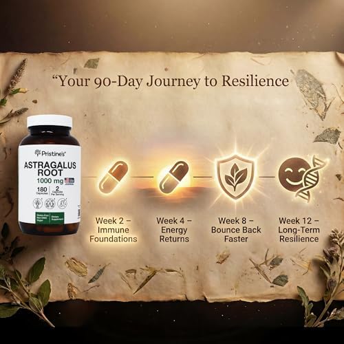 Suplemento de Raíz de Astrágalo PRISTINE - Cápsulas de 1000mg - Suministro para 90 Días - Apoyo Inmunológico - Adaptógeno Herbal - Salud Cardiaca y - imagen 4
