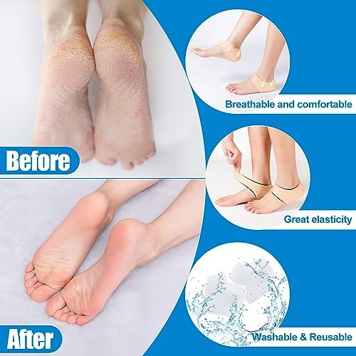 MADHOLLY 5 Pares de Protectores de Talón de Silicón - Almohadillas de Gel Transpirables para Talones Agrietados - Copas y Cubiertas para Reparación - imagen 2