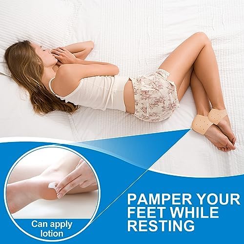 MADHOLLY 5 Pares de Protectores de Talón de Silicón - Almohadillas de Gel Transpirables para Talones Agrietados - Copas y Cubiertas para Reparación - imagen 3