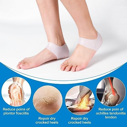 MADHOLLY 5 Pares de Protectores de Talón de Silicón - Almohadillas de Gel Transpirables para Talones Agrietados - Copas y Cubiertas para Reparación - imagen 4